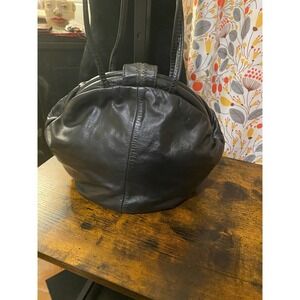 Vintage beaded & sequined leather black cocktail bag butter soft leather CB